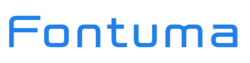 Fontuma logo in blue font